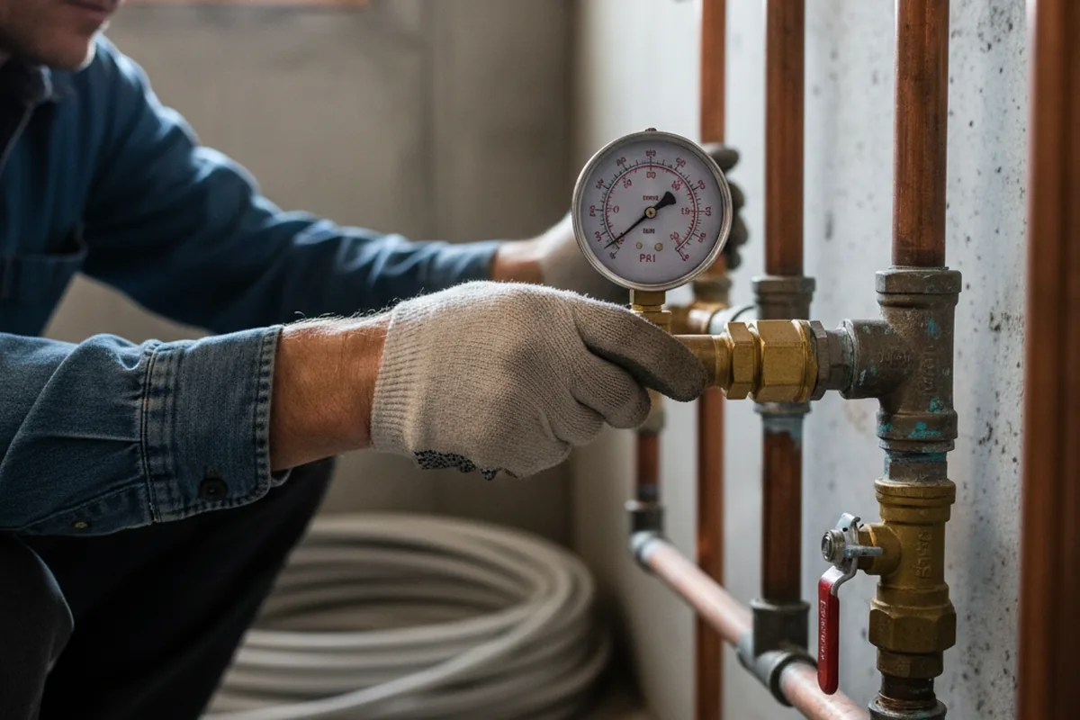 Pressure testing a repaired line during Water Line Repair in Eustis